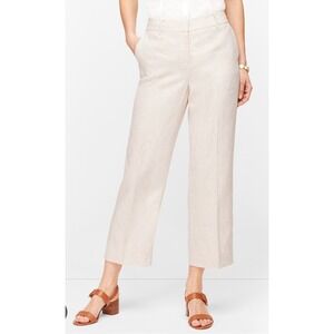 Talbots Linen Wide Leg Beige Crop‎ Pants Sz 8 Career Neutral Lightweight